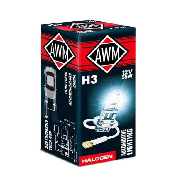 Лампа галогенная AWM H3 12V 55W(PK22S)