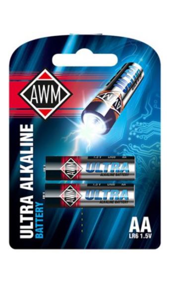 Батарейка пальчиковая щелочная AWM AA LR6 1,5V к-т 2шт.