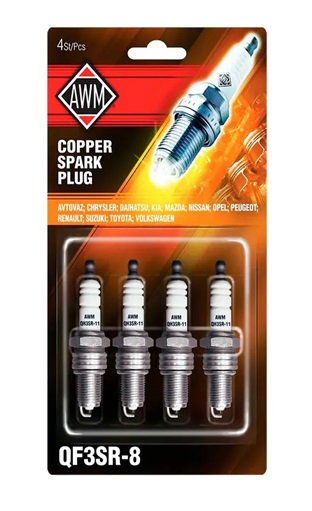 Свечи зажигания AWM QF3SR-8, медь, блистер (4 шт)