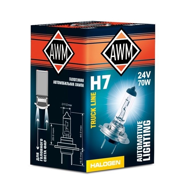 Лампа галогенная AWM H7 24V 70W(PX26D)