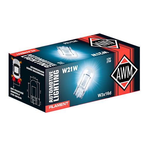 Лампа накаливания AWM W21W 12V 21W (W3Х16D)