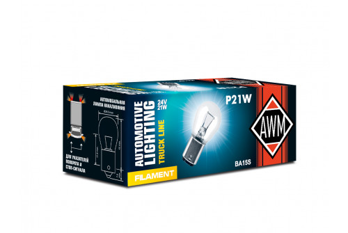 Лампа накаливания AWM P21W 24V 21W (BA 15S)