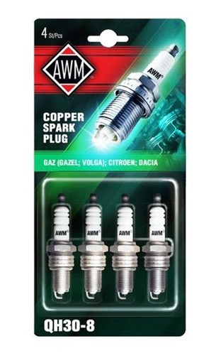 Свечи зажигания AWM QH3O-8, медь, блистер (4 шт)