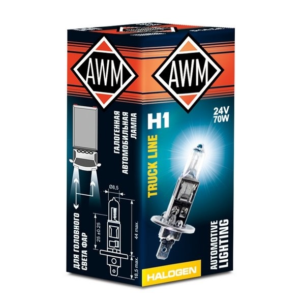 Лампа галогенная AWM H1 24V 70W(P14,5S)